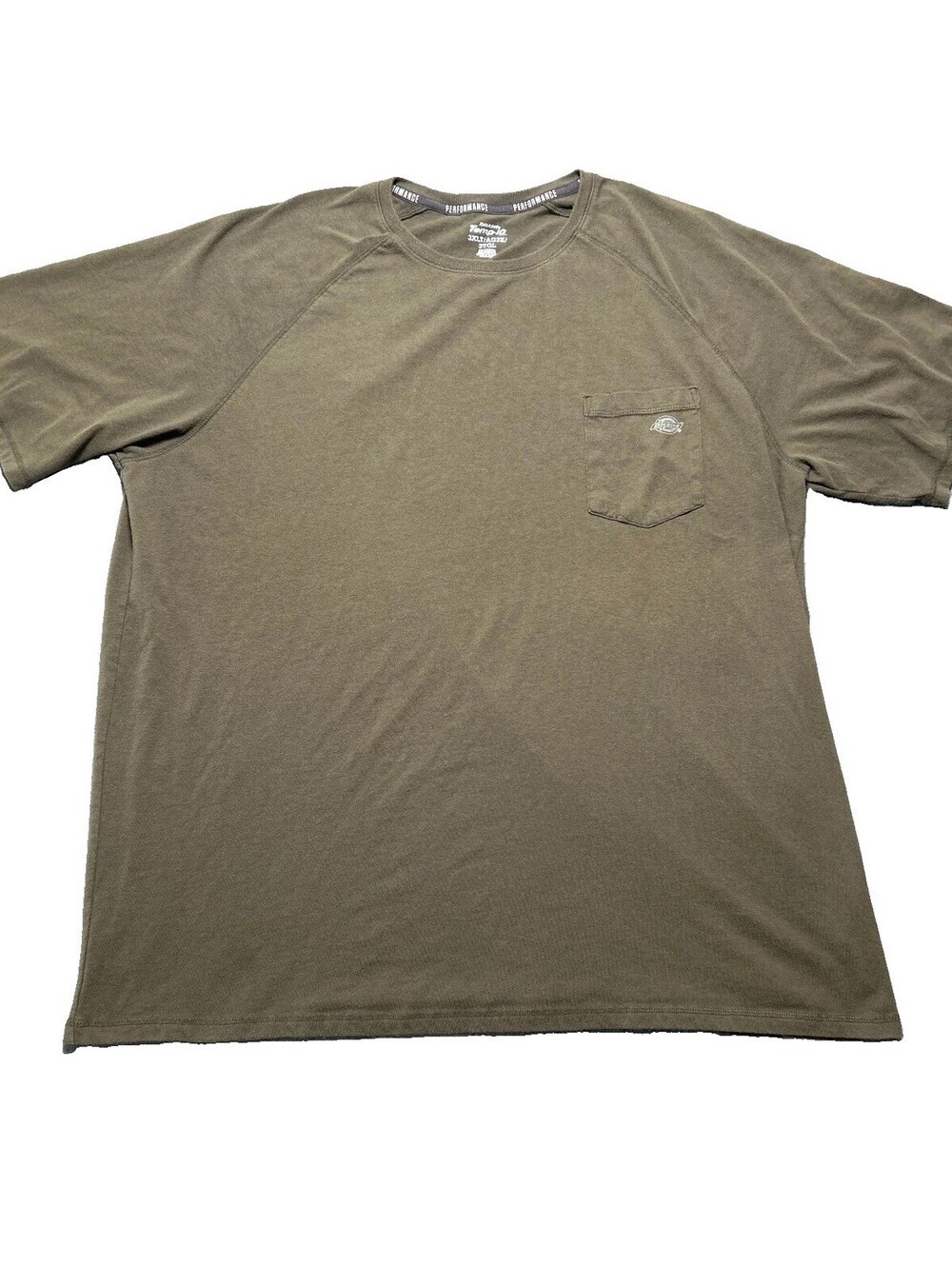 Dickies Temp-iQ Performance Pocket T-Shirt Mens 3XLT Olive Green Work Tee